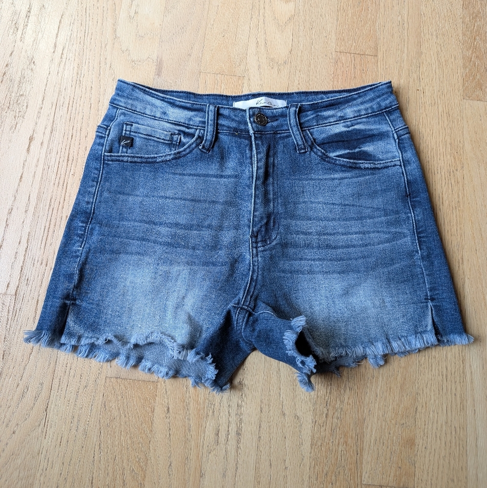 Kancan Denim Shorts Frayed Cutoff Stretch Size 26